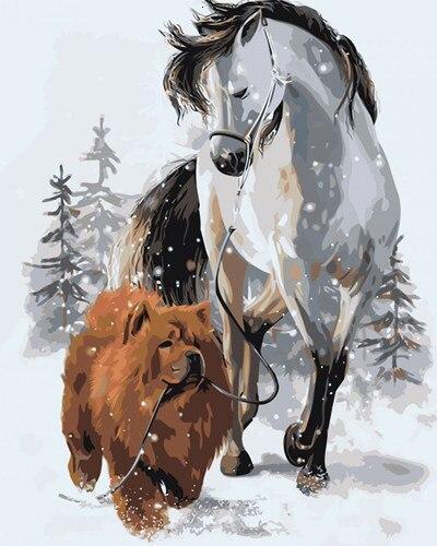 Diamond Painting - Pies z koniem - SEOS®
