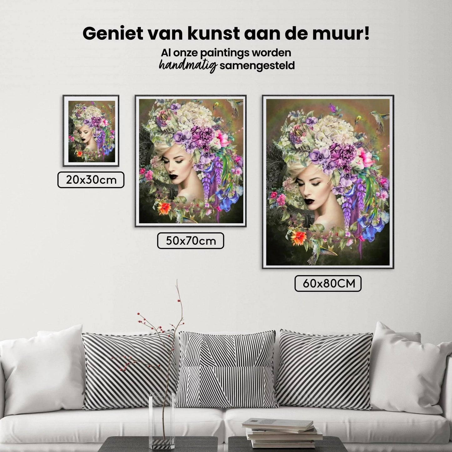 Diamond Painting Kobiety z kwiatem i kolibrkiem - SEOS Shop ®