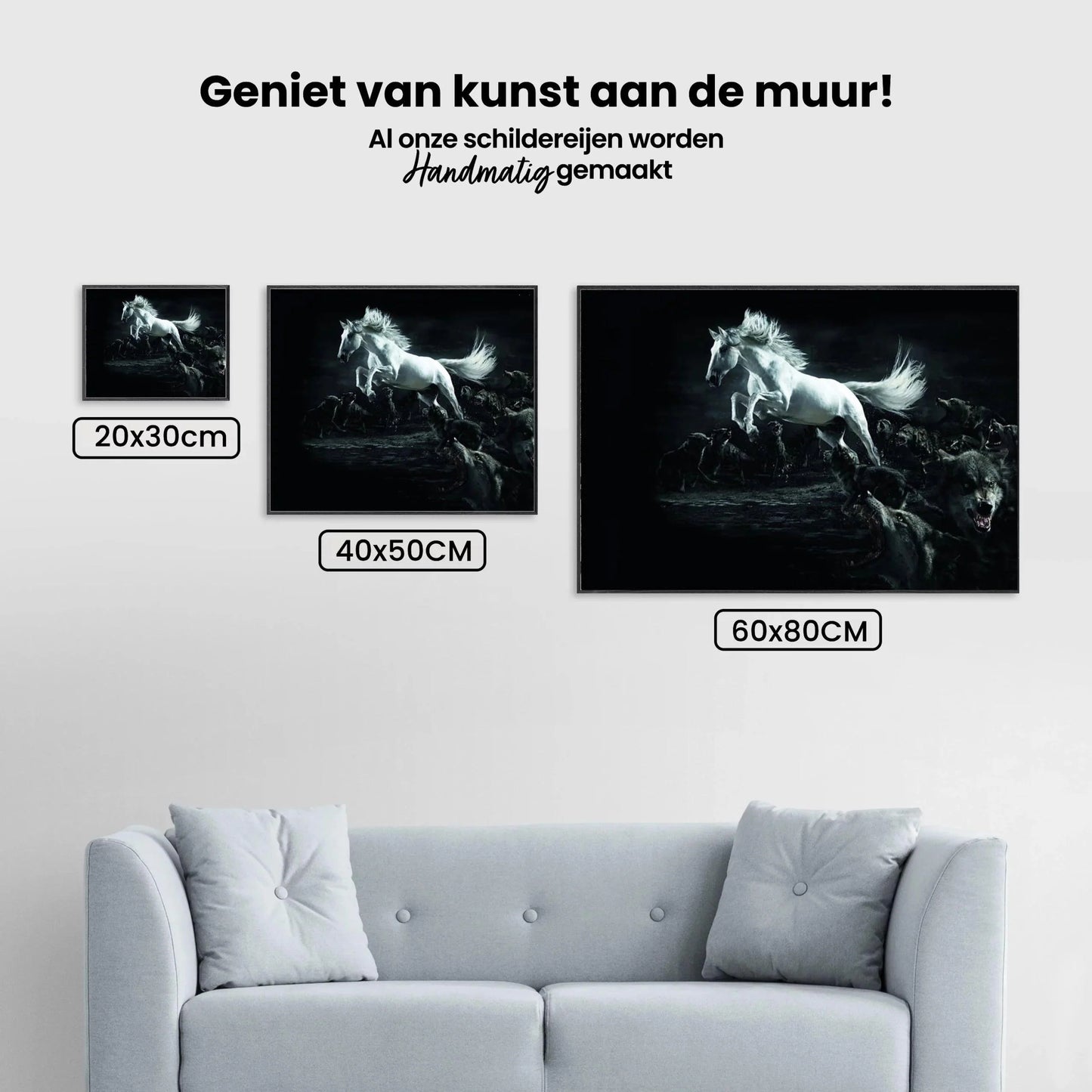 Diamond Painting Białe konie i wilki - SEOS Shop ®
