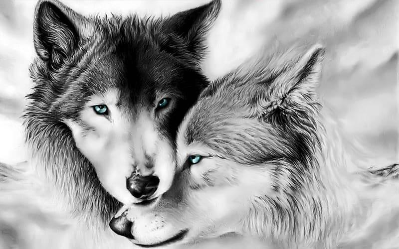 Diamond Painting Białe Wilki Para - SEOS Shop ®