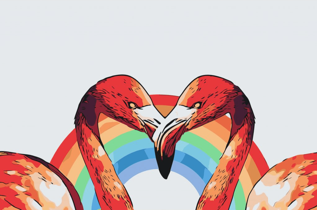 Diamond Painting - Flamingi w kształcie serca - SEOS®