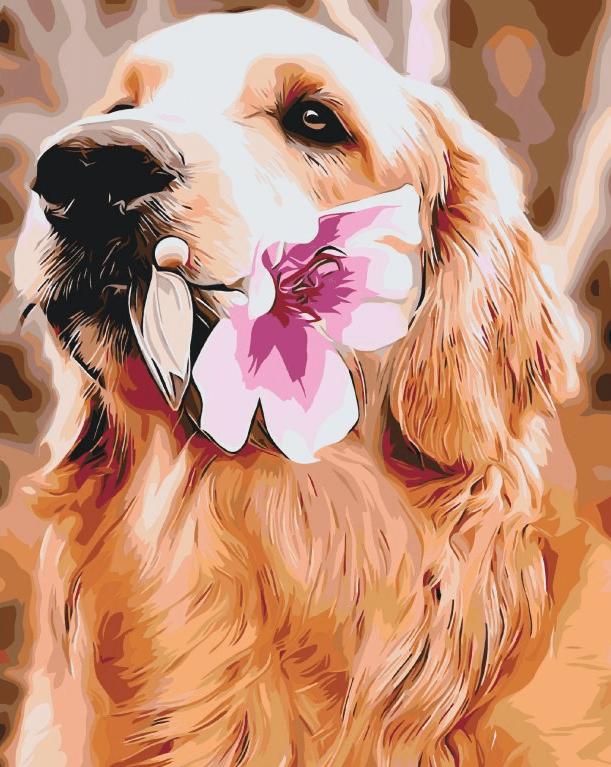 Diamond Painting - Labrador z kwiatem - SEOS®