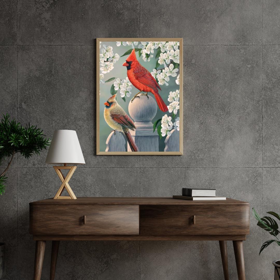 Diamond Painting - Kardynał w ogrodzie