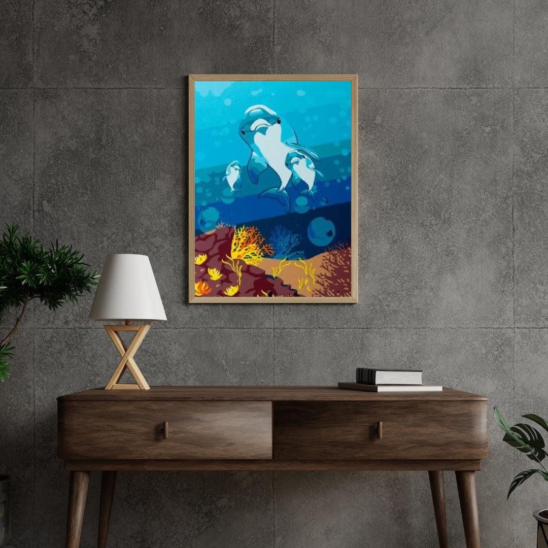 Diamond Painting - Rodzina delfinów