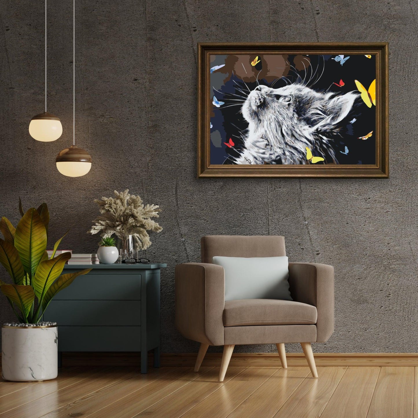 Diamond Painting - Kot między motylami - SEOS®