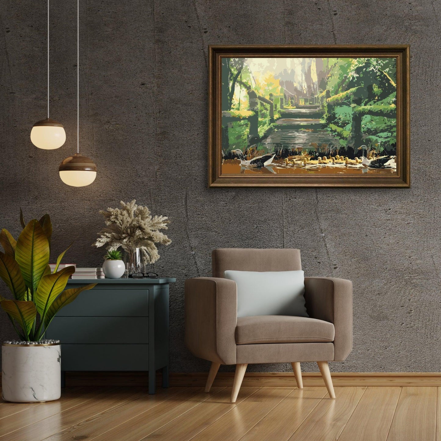 Diamond Painting - Rodzina kaczek w parku - SEOS®