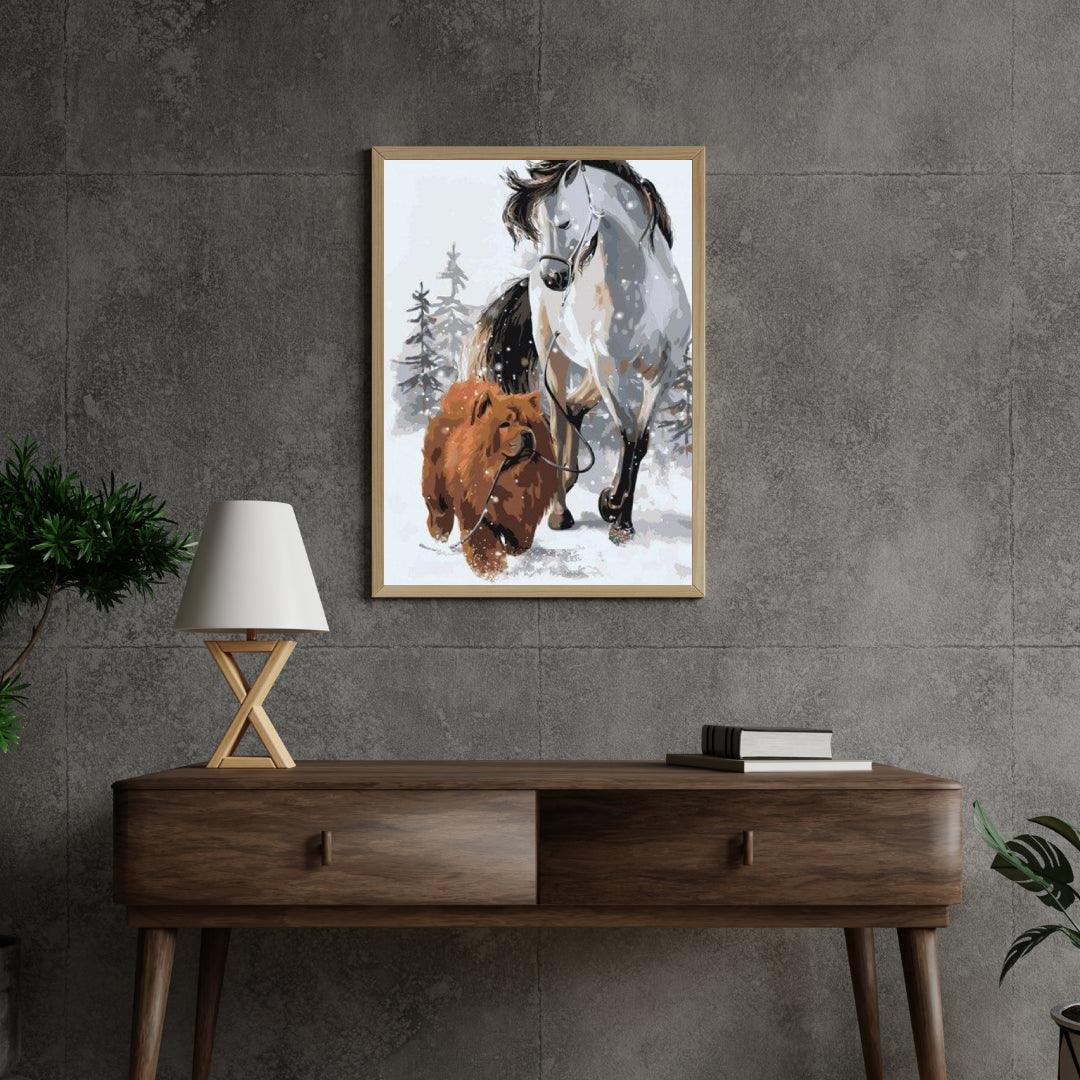 Diamond Painting - Pies z koniem - SEOS®