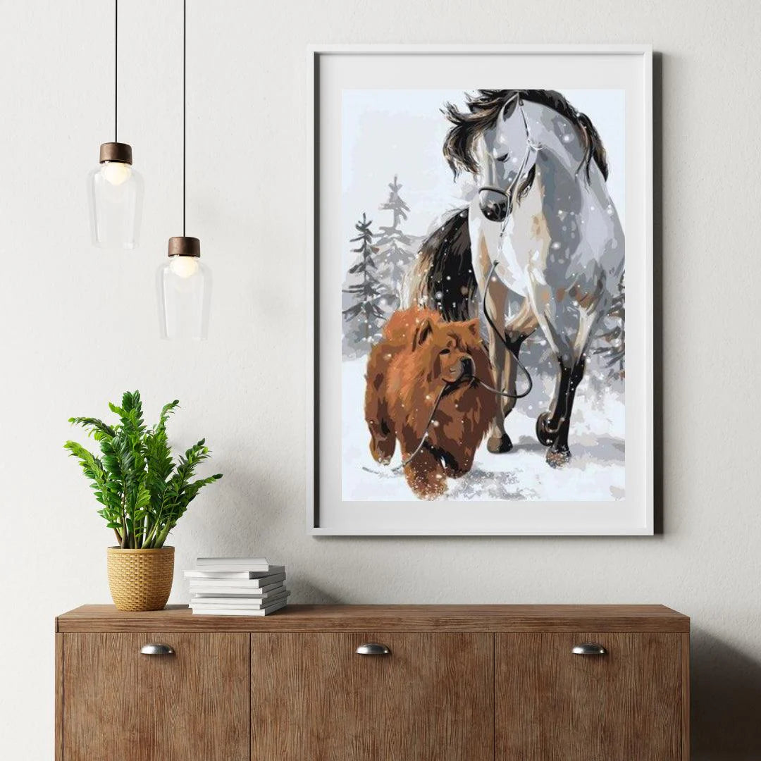 Diamond Painting - Pies z koniem - SEOS®