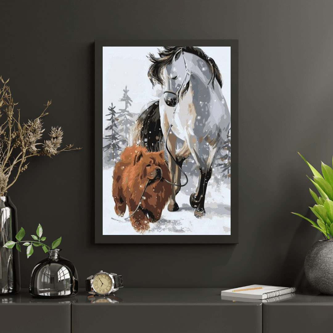 Diamond Painting - Pies z koniem - SEOS®