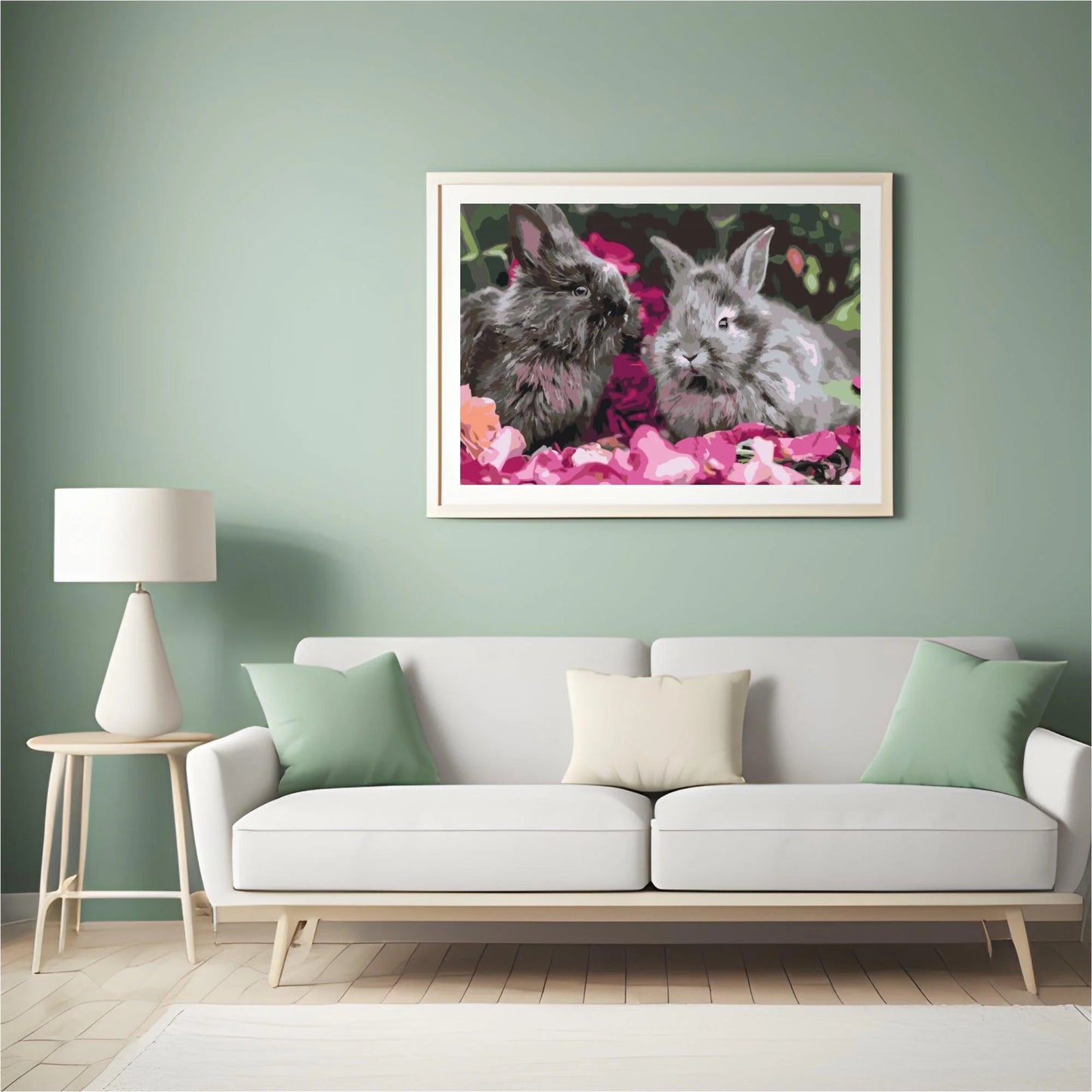 Diamond Painting - Króliki między kwiatami - SEOS®