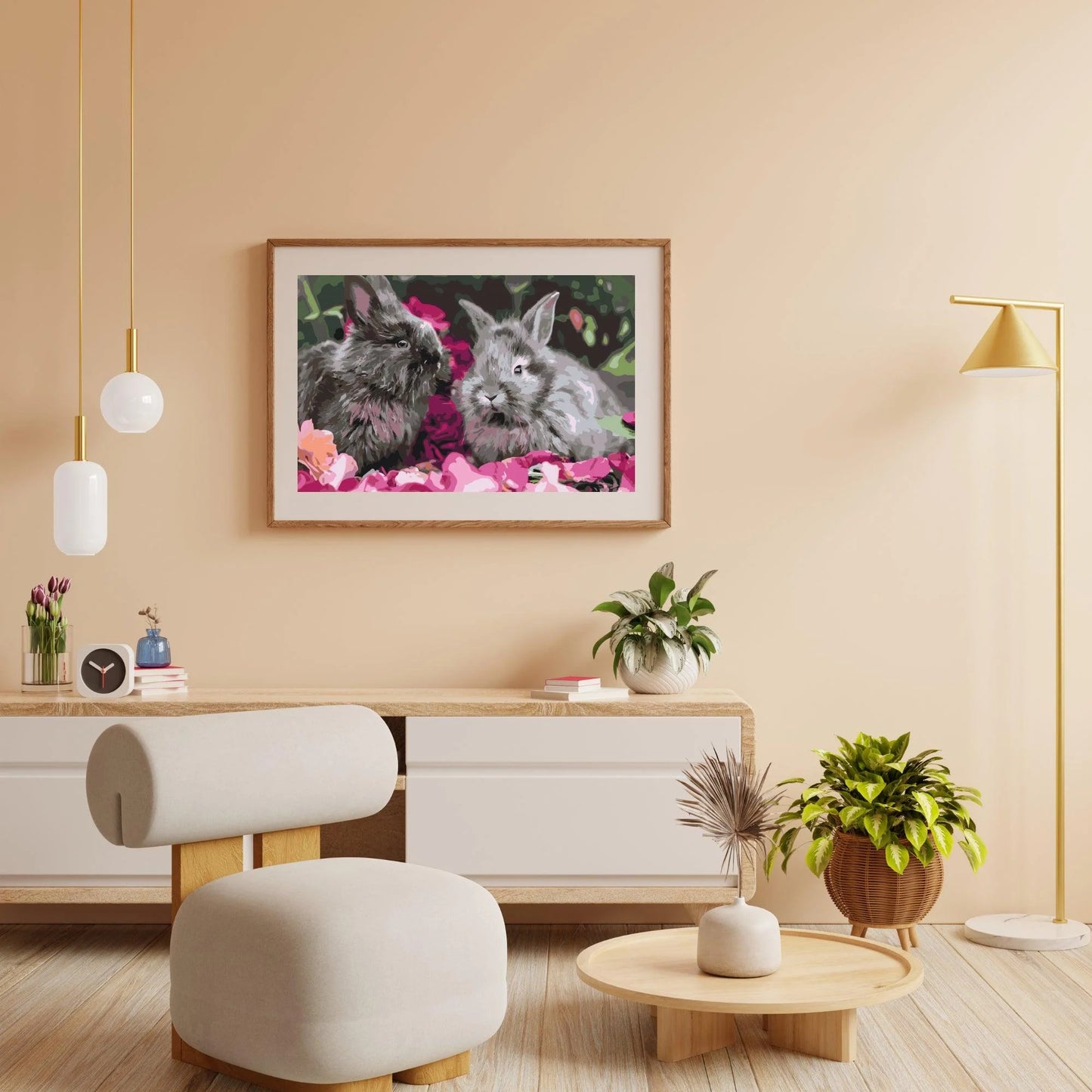 Diamond Painting - Króliki między kwiatami - SEOS®