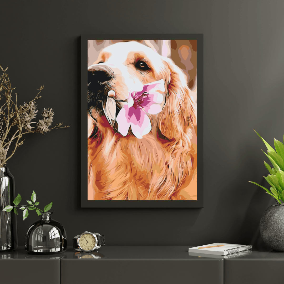 Diamond Painting - Labrador z kwiatem - SEOS®