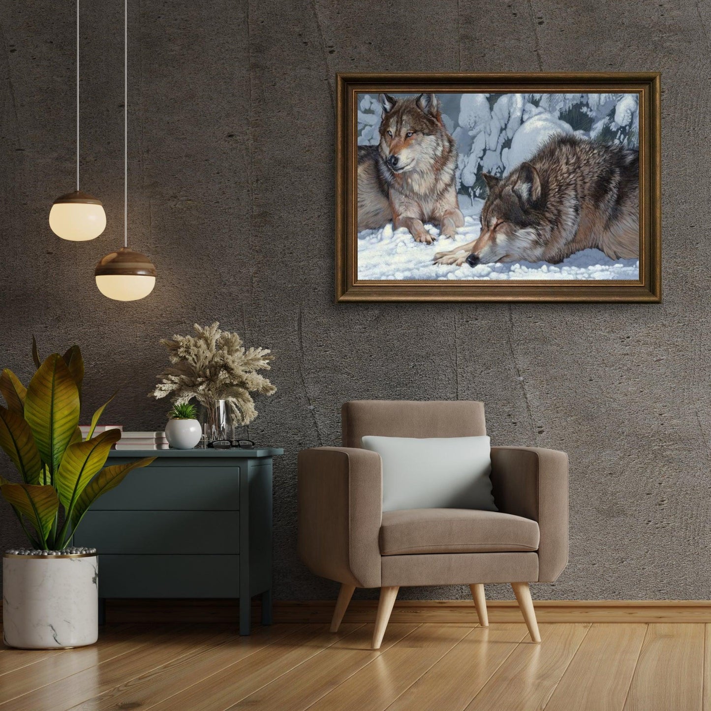 Diamond Painting - Spokojne Szarości: Faszynujący Wilk