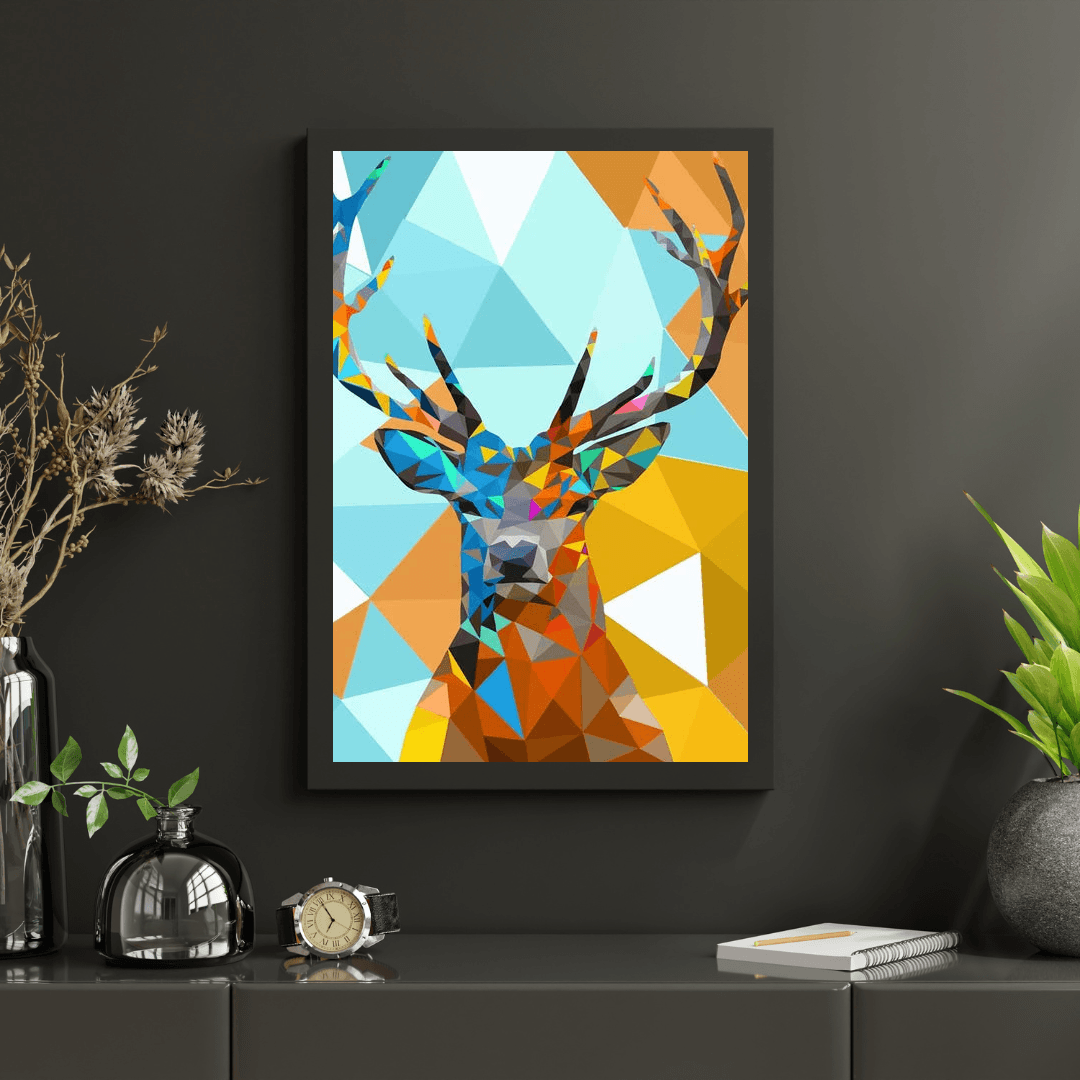 Diamond Painting - Głowa jelenia w poligonie 1 - SEOS®