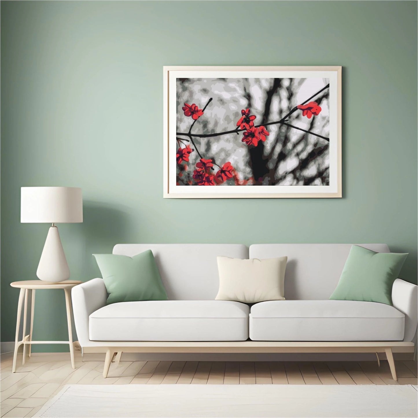Diamond Painting - Czerwone kwiaty na drzewie - SEOS Shop ®