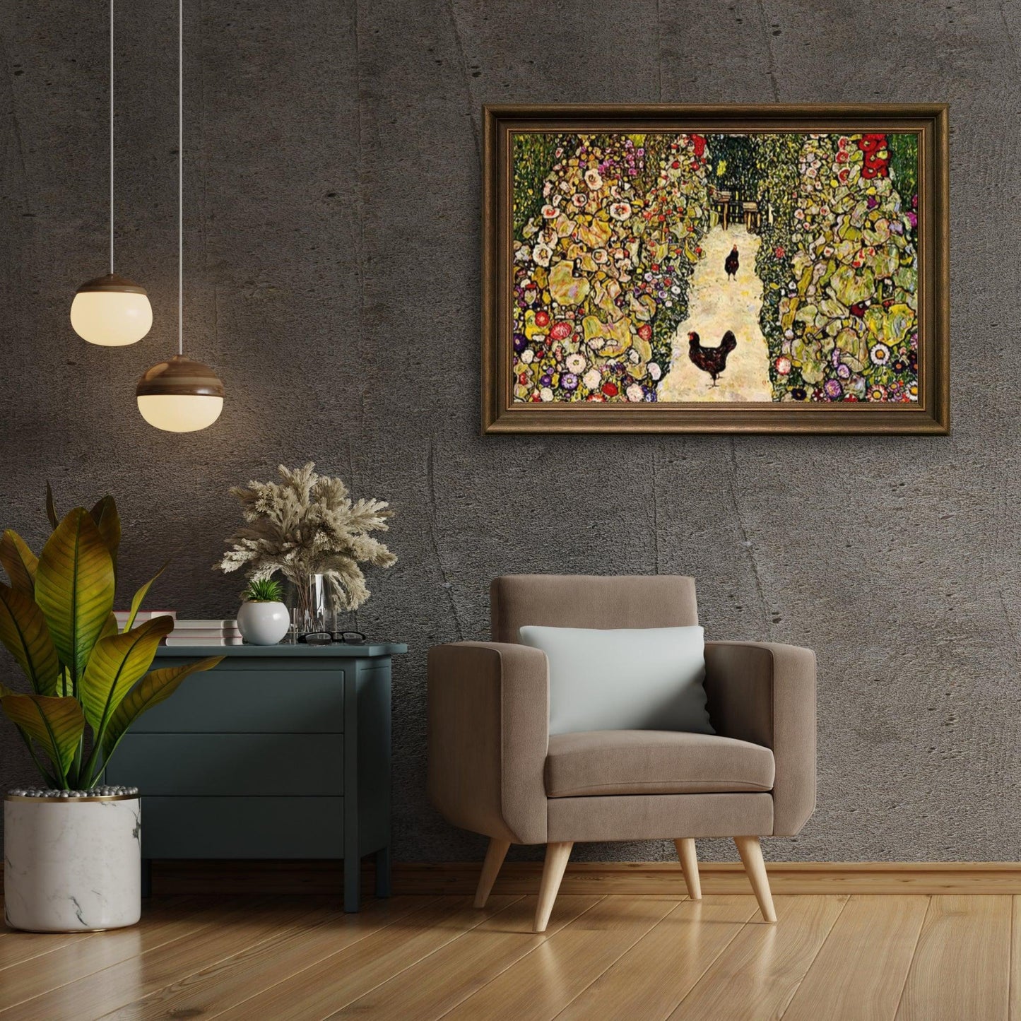 Diamond Painting - Ścieżka ogrodowa z kurczakami