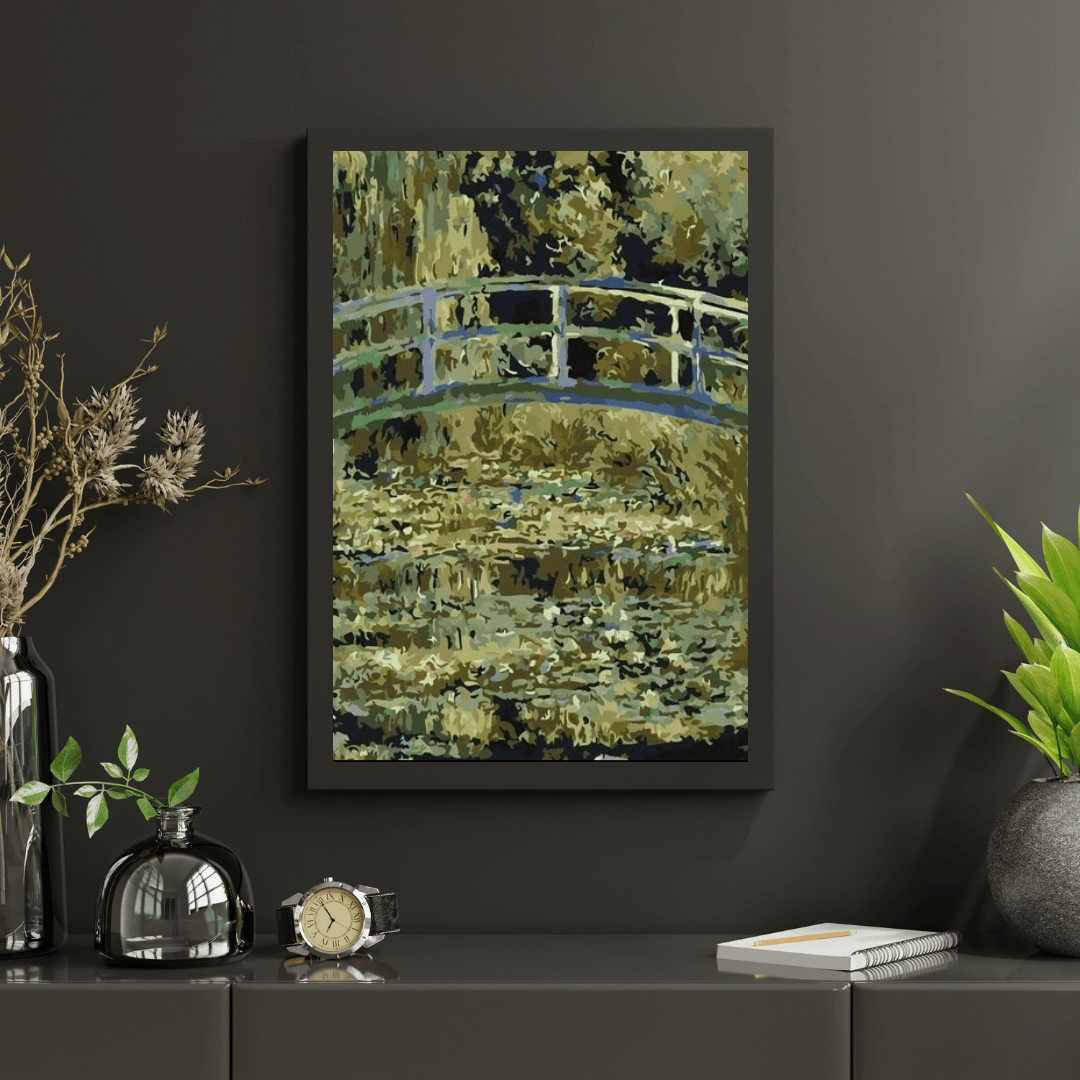 Diamond Painting Most nad stawem z liliami wodnymi - SEOS Shop ®