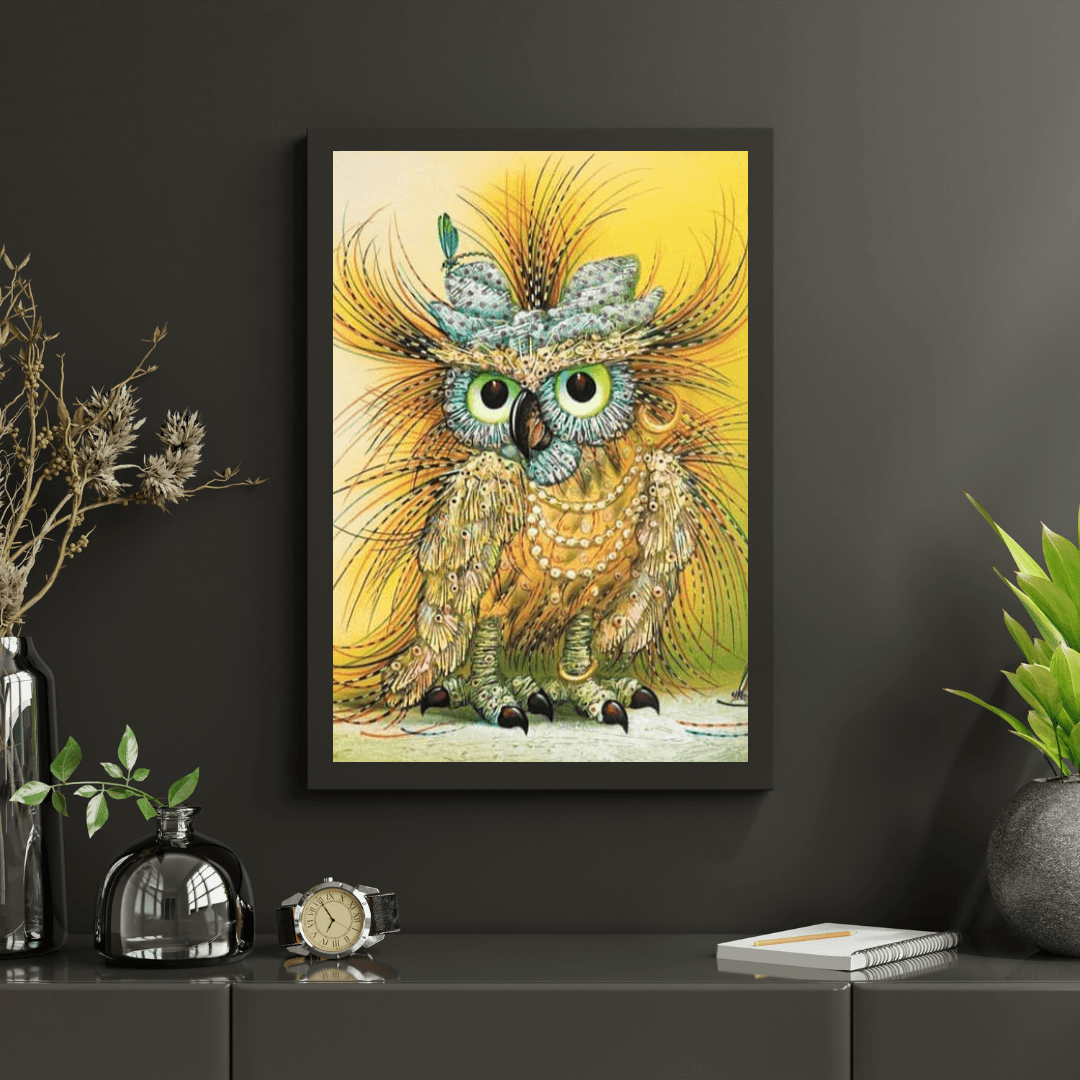 Diamond Painting Żółta abstrakcyjna sowa - SEOS Shop ®