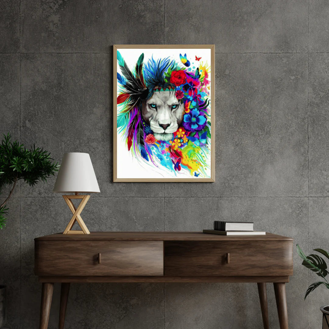 Diamond Painting Lew z piórami - SEOS Shop ®