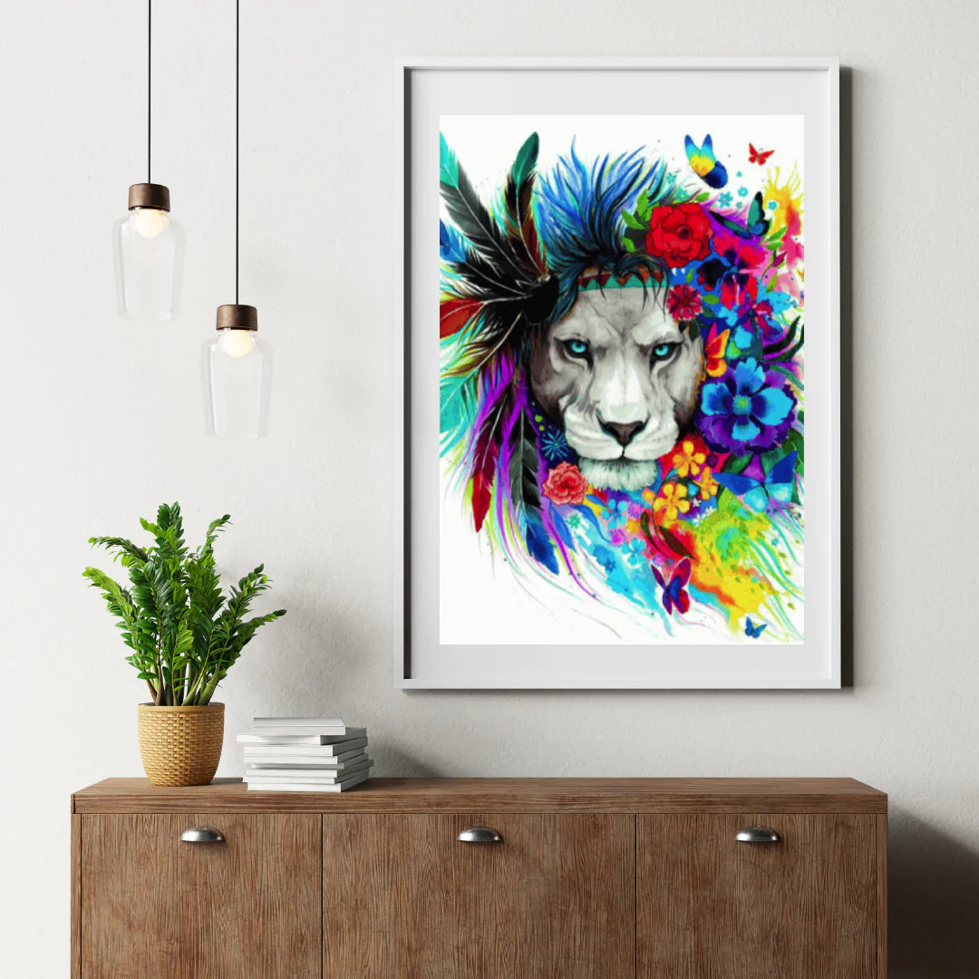 Diamond Painting Lew z piórami - SEOS Shop ®