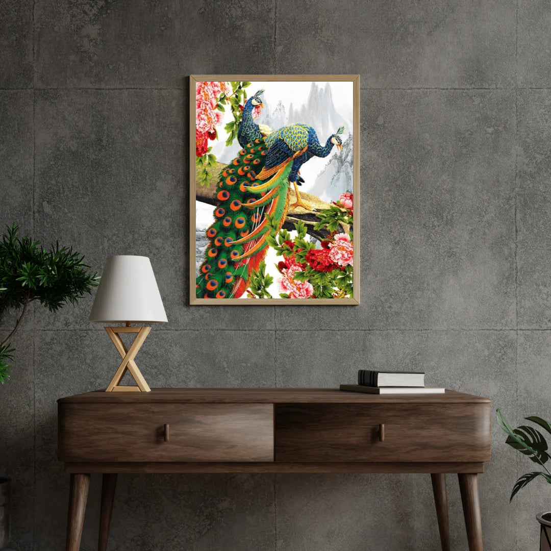 Diamond Painting Piękny paw z kwiatem - SEOS Shop ®