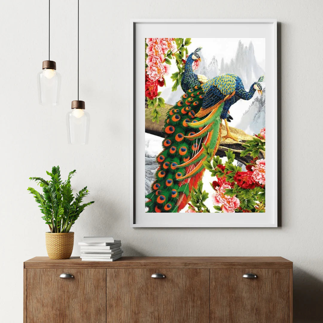 Diamond Painting Piękny paw z kwiatem - SEOS Shop ®