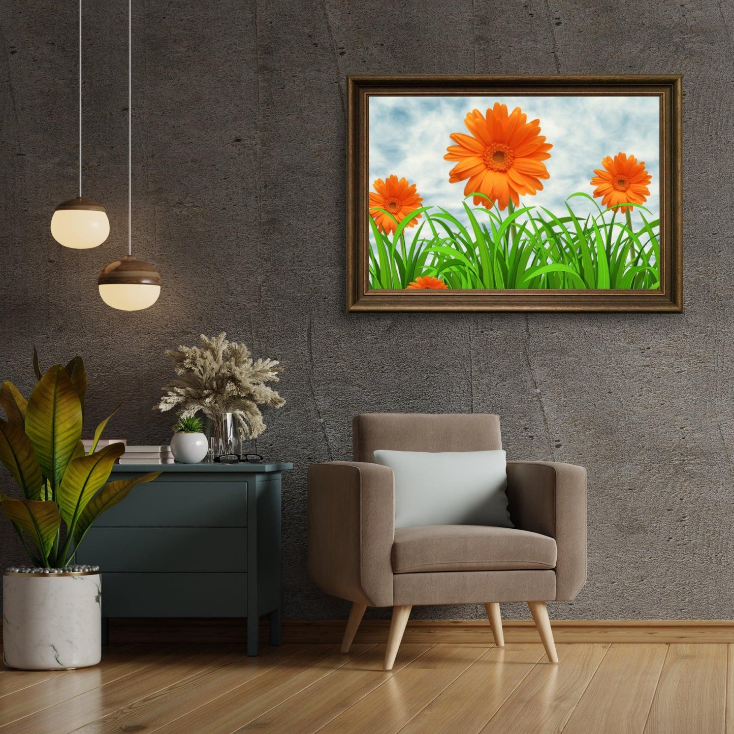Diamond Painting Pomarańczowe Margerytki - SEOS Shop ®
