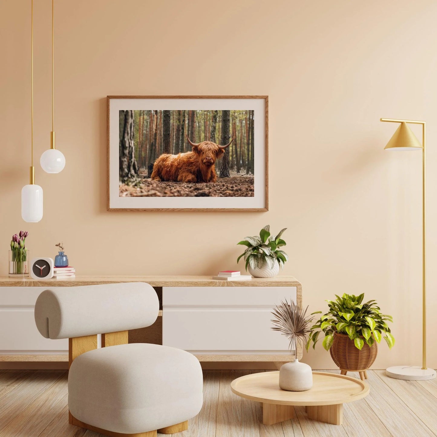 Diamond Painting Szkocki Highlander - Szkocki Highlander leżący w lesie - SEOS Shop ®