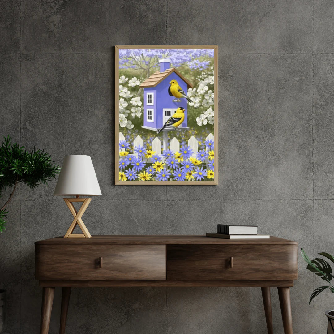 Diamond Painting Ptak w ogrodzie kwiatowym - SEOS Shop ®