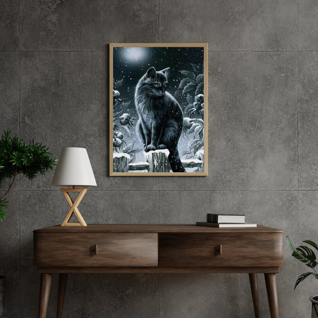 Diamond Painting Zima czarna kotka - SEOS Shop ®