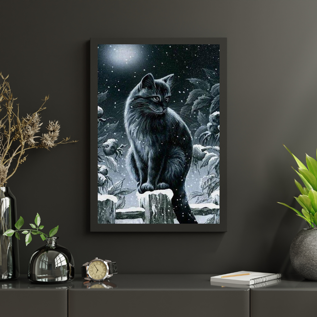 Diamond Painting Zima czarna kotka - SEOS Shop ®