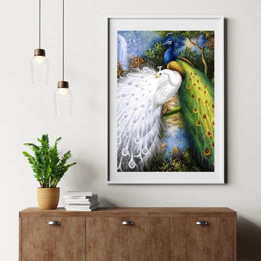 Diamond Painting Białe i niebieskie pawie - SEOS Shop ®