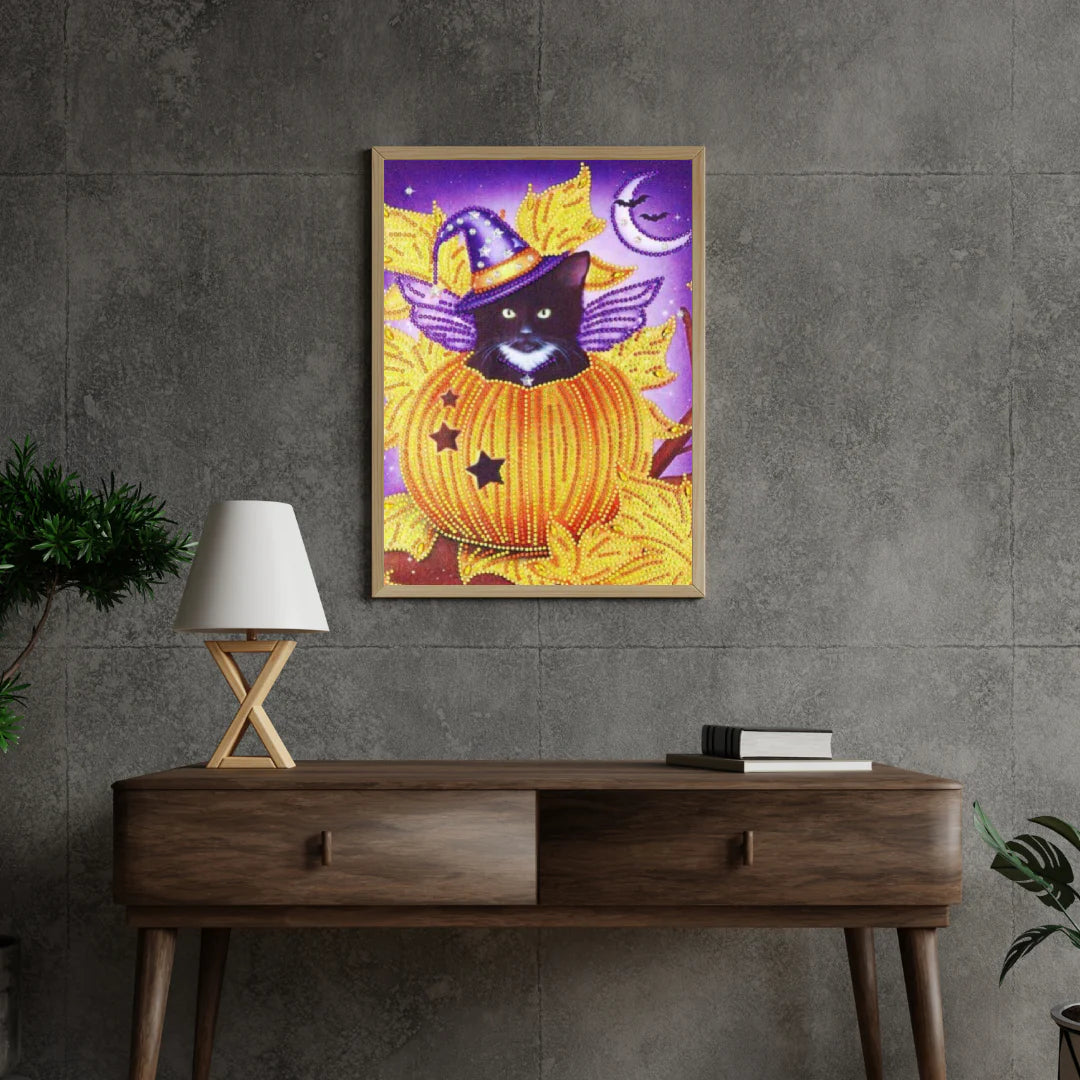 Diamond Painting Czarny Kot w Dyni - SEOS Shop ®