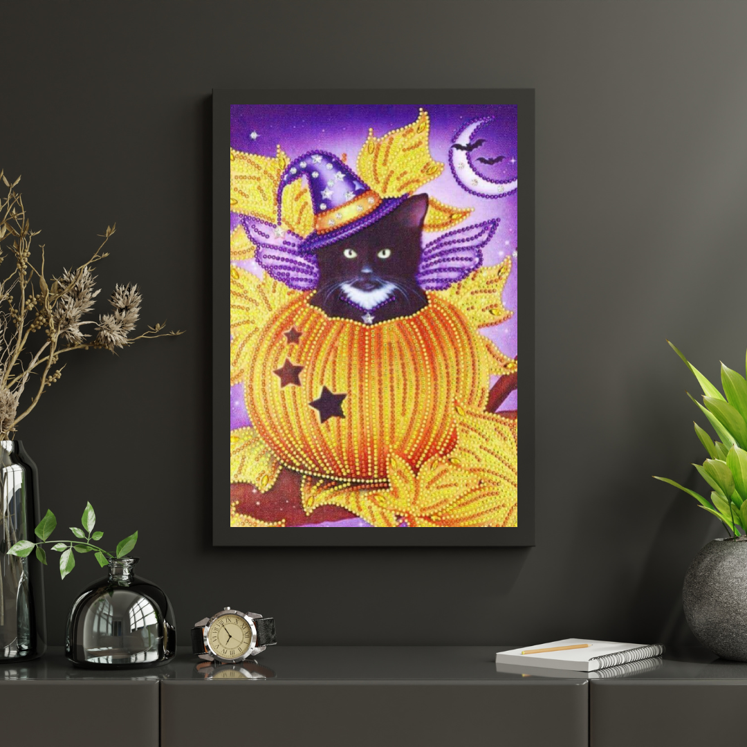 Diamond Painting Czarny Kot w Dyni - SEOS Shop ®