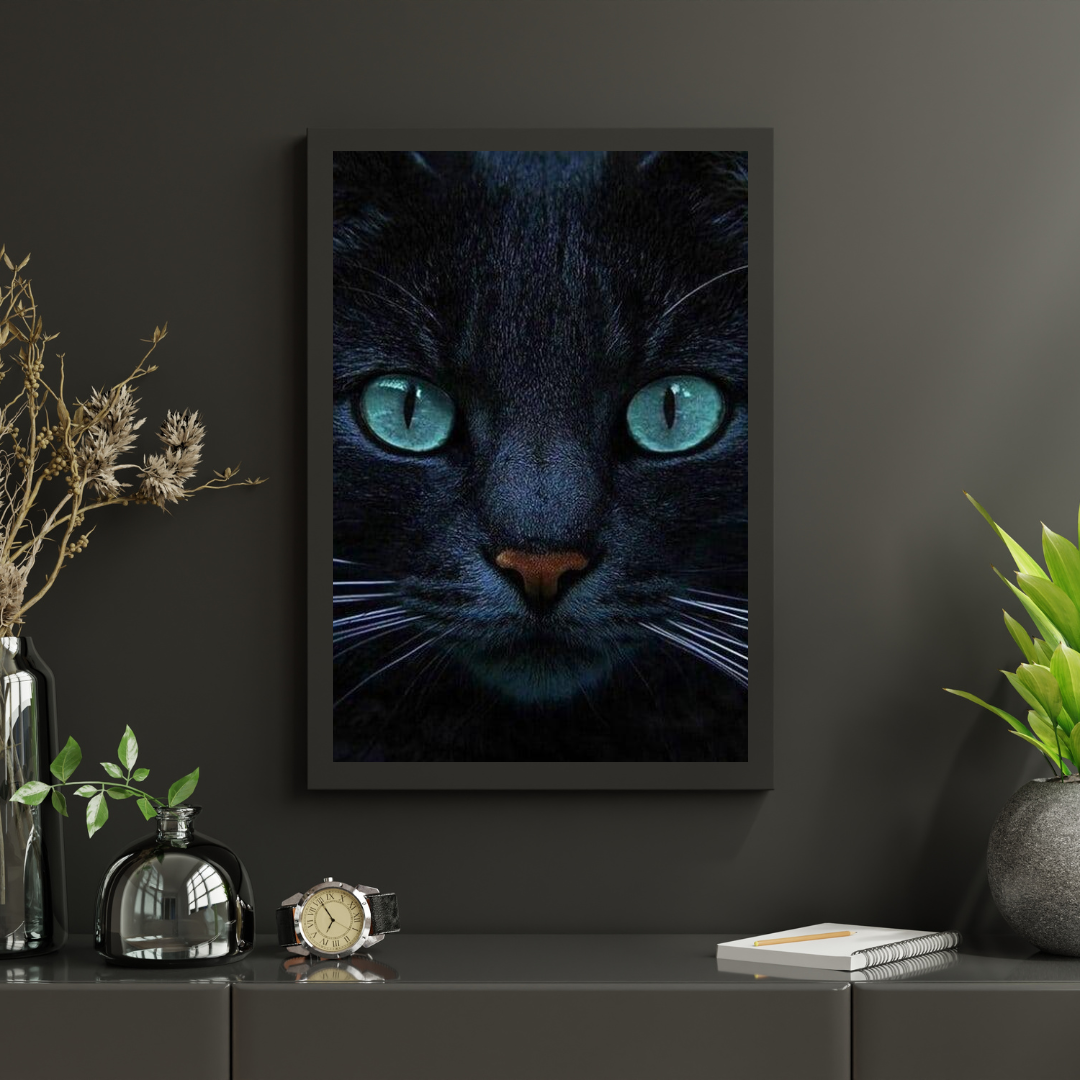 Diamond Painting Czarna kotka i niebieskie oczy - SEOS Shop ®