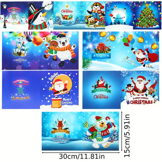 Diamond painting kartki bożonarodzeniowe - zestaw 8 - w tym koperty