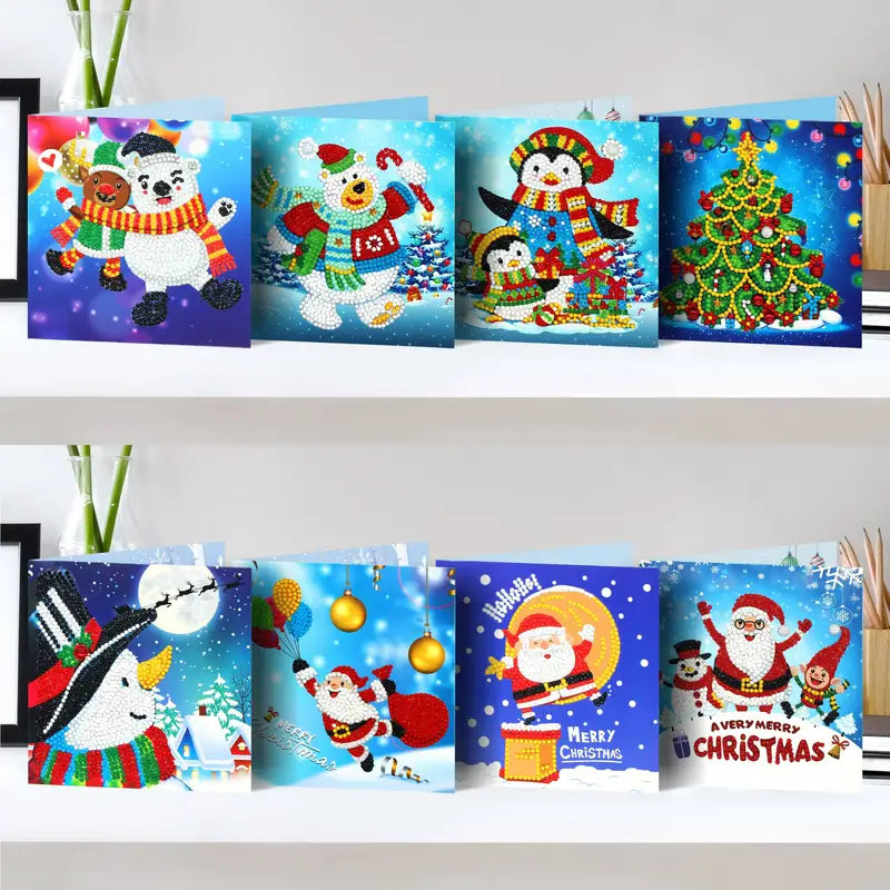 Diamond painting kartki bożonarodzeniowe - zestaw 8 - w tym koperty