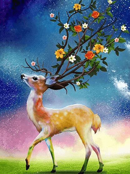 Diamond Painting Jelenie i Kwiaty Róg - SEOS Shop ®