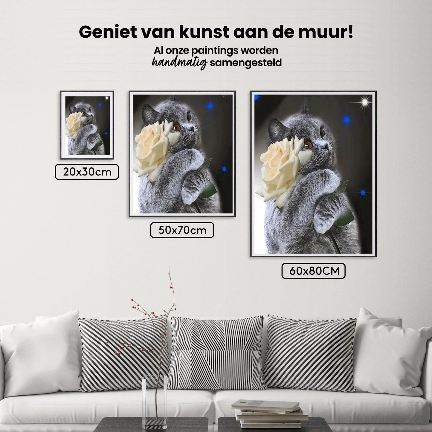 Diamond Painting Kot z białą różą - SEOS Shop ®