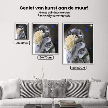 Diamond Painting Kot z białą różą - SEOS Shop ®
