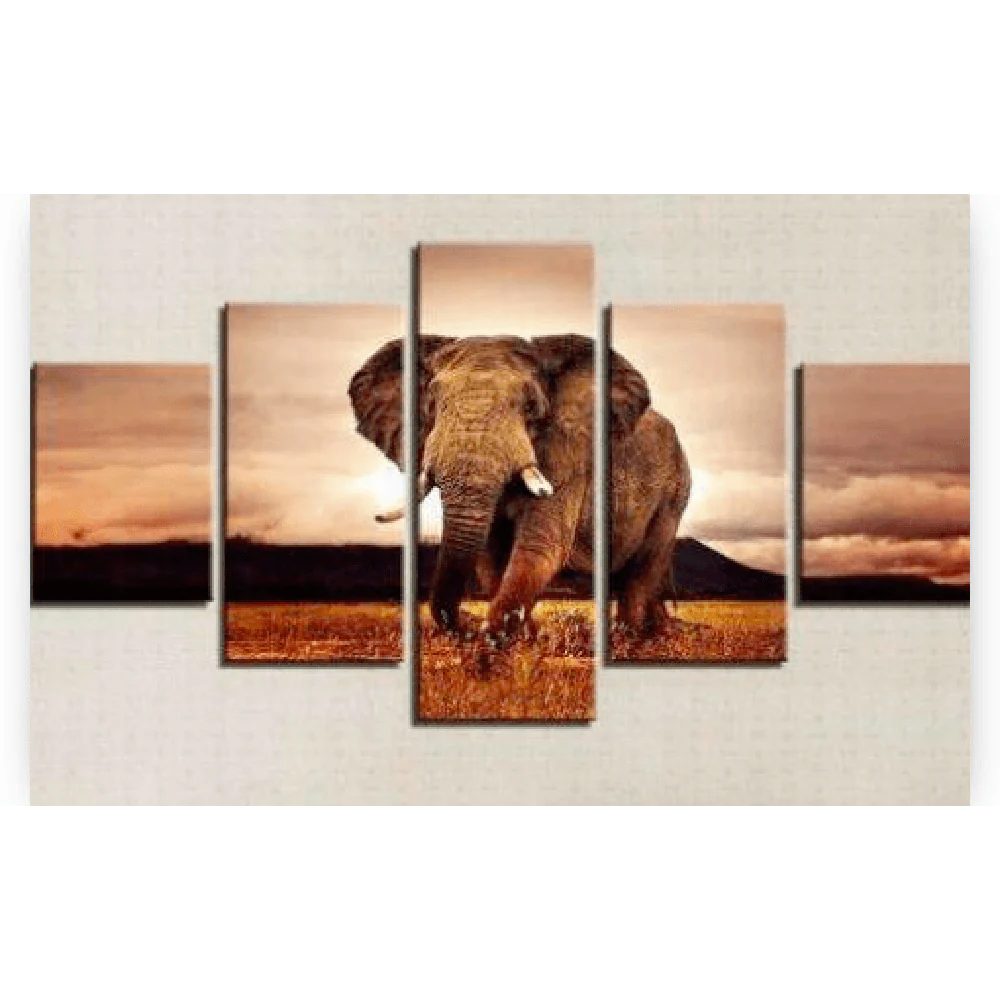 Diamond Painting Słoń w Afryce 5 paneli - SEOS Shop ®