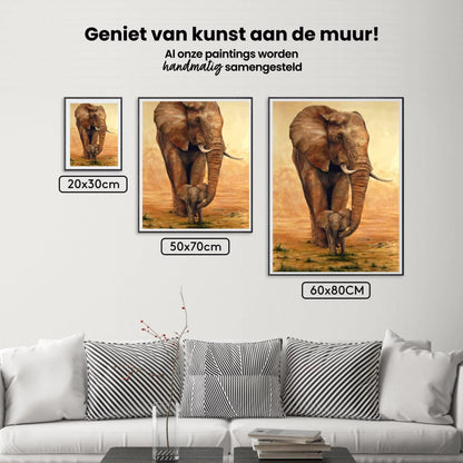 Diamond Painting Słoń z Cielakiem na Sawannie - SEOS Shop ®