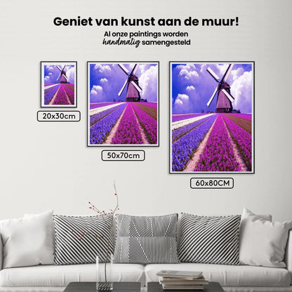 Diamond Painting Fioletowe tulipany z wiatrakiem - SEOS Shop ®