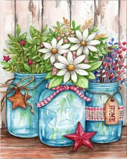 Diamond Painting - Doniczki z kwiatami i gwiazdami - SEOS Shop ®