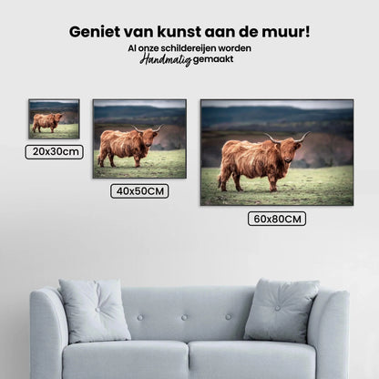 Diamond Painting Szkocki Highlander - Szkocki Highlander pasący się na wsi w Południowej Walii - SEOS Shop ®