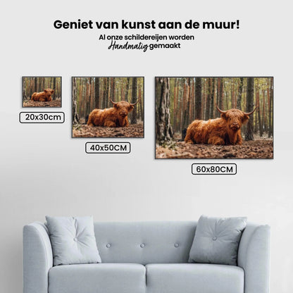 Diamond Painting Szkocki Highlander - Szkocki Highlander leżący w lesie - SEOS Shop ®