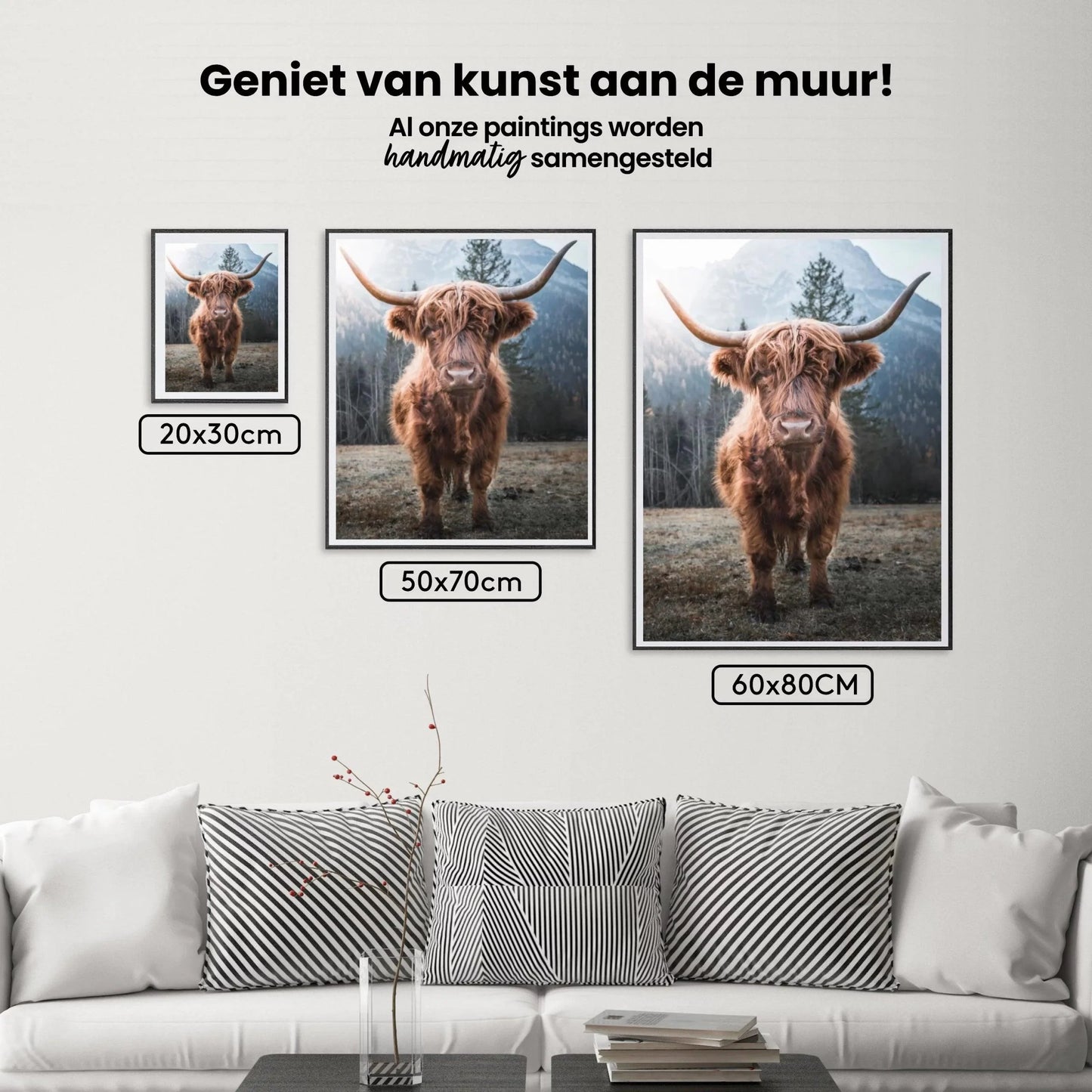 Diamond Painting Szkocki Highlander - Szkocki Highlander na zamrożonej łące w włoskich górach - SEOS Shop ®