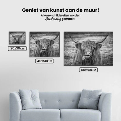 Diamond Painting Szkocki Highlands - Czarno-biała grafika Szkockiego Highlands - SEOS Shop ®
