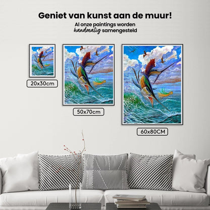 Diamond Painting Skaczące ryby żaglowe i latające ryby - SEOS Shop ®