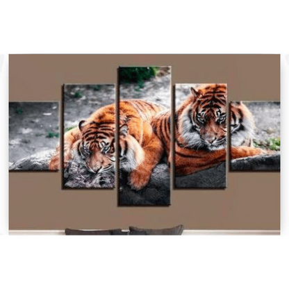 Diamond Painting Dwie leżące tygrysy 5 części - SEOS Shop ®